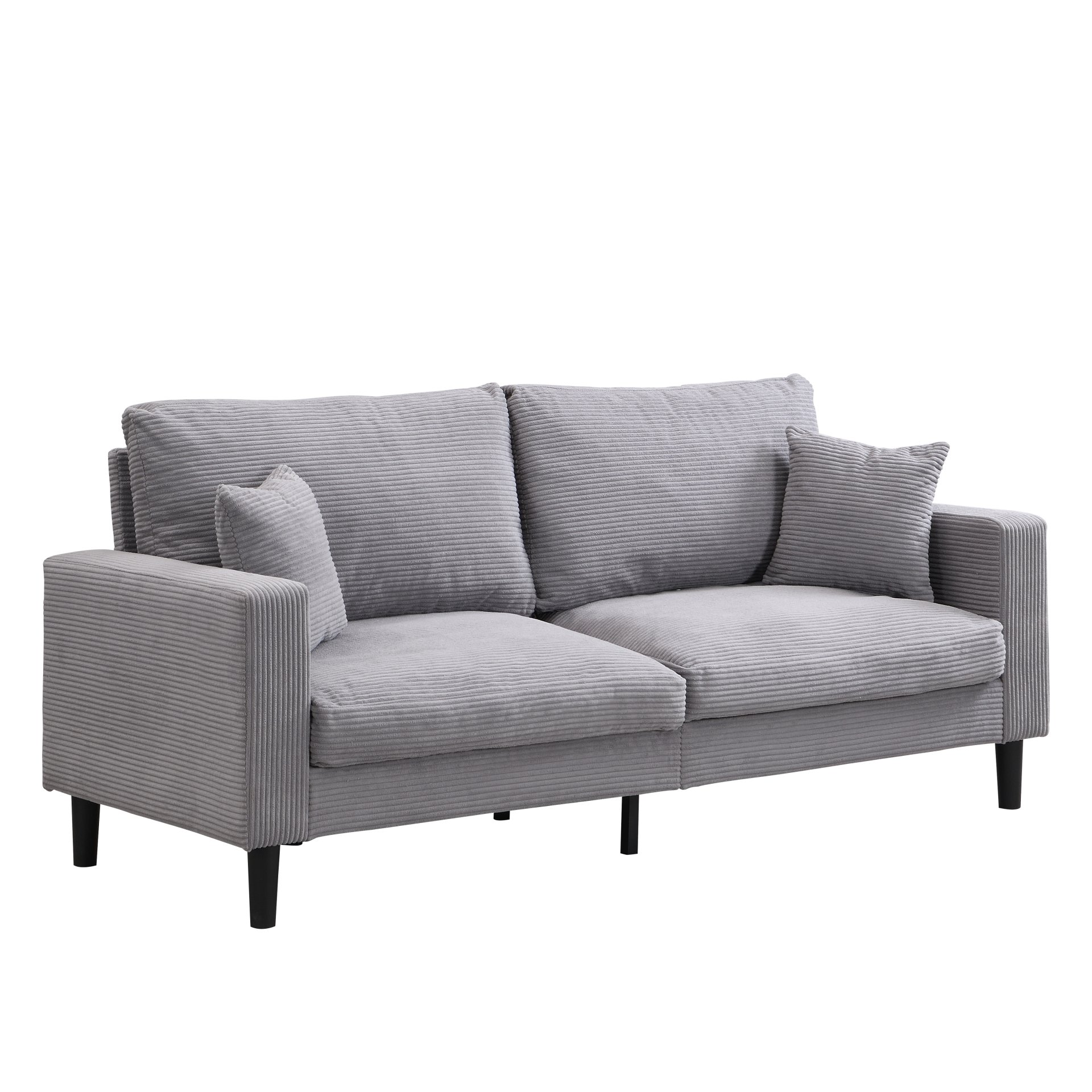 Modern Upholstered 3 Seater Sofa, High Resilience With Wooden Frame - Light Gray - Image 5