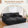 Oversized Double Chaise Lounge Sofa Bed With USB Ports And Cup Holders - Black - Image 5