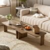 Modern Minimalist Coffee Table Set, Rectangle Coffee Table With Splicing Design, Multifunctional Combination Table For Living Room - Natural - Image 5