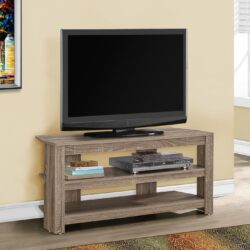 TV Stand, Console, Media Entertainment Center, Storage Shelves, Contemporary Versatile Placement - Taupe