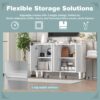 Modern TV Stand, Entertainment Center Media Console With 2 Spacious Storage Space, Solid Wood Legs And Anti-Tip Device For Living Room, Up To 43" - White - Image 7