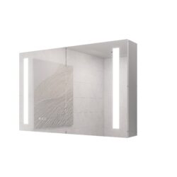 Bathroom Medicine Cabinet With Lights, LED Medicine Cabinet With Mirror, Double Door Lighted Medicine Cabinet With Defogger, Dimmer, Surface Mount - Silver