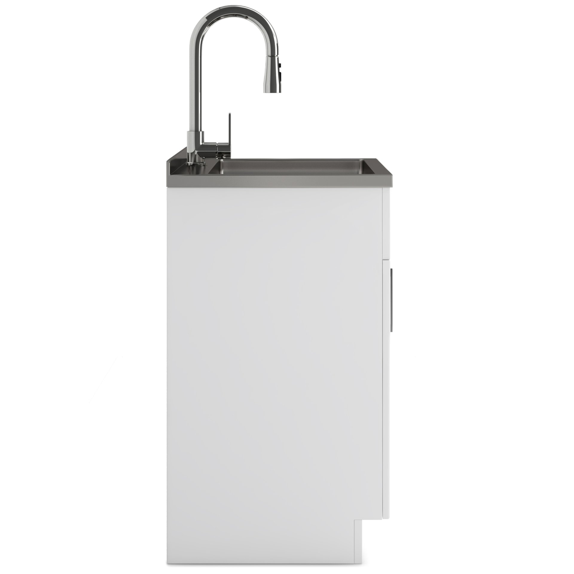 Shaker - Modern Wide, Laundry Cabinet With Faucet And Stainless Steel Sink - White - Image 3