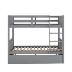 Full Over Full Bunk Bed With Twin Size Trundle - Gray
