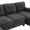 U Shaped Sectional Sofa Couch With Dual Chaise Lounges, Storage Pockets, Armrest Pillows - Black - Image 21