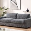 Luxe - Corduroy Sofa With Sleek Design, Spacious And Comfortable 3 Seater Couch - Gray - Image 7