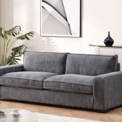 Luxe - Corduroy Sofa With Sleek Design, Spacious And Comfortable 3 Seater Couch - Gray