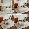 Convertible Sleeper Sofa Bed With Cylindrical Pillow, Floor Sofa Lounge Couch For Living Room - Beige - Image 8