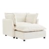 Modern Armchair Sofa Cozy Upholstered Sofa Chair With Movable Ottoman, Wide Seat, Curved Armrests And Soft Pillows Chenille - Beige - Image 13