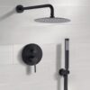Round Rain Shower Head And Handheld Shower Set With Brass Construction - Matte Black - Image 4