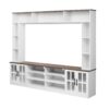 Wall Unit Entertainment Center With Bookshelves For TVs Up To 80", Modern TV Stand Media Console With Cabinets, Tempered Glass Doors And Adjustable Shelves For Living Room - White - Image 10