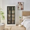 Rustic Style Display Cabinet With Glass Doors For Collectibles - Black / Cream White - Image 4