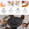 53.15" Round Modern Artificial Stone Carbon Steel Base Dining Table, Can Accommodate 6 People - Black / Gold - Image 7
