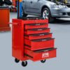 Rolling Metal Tool Chest With 5 Drawers, 20" Steel Storage Cabinet With Ball Bearing Slides - Red / Black - Image 13