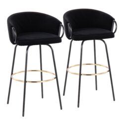 Claire - Contemporary / Glam Barstool With Footrest (Set of 2) - Black