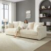 Plush Corduroy 4 Seat Sofa, Modern Comfy Upholstered Sofa Cloud Couch, Deep Seat Couches With Soft Pillows, Convertible Deep Seat Sofa Lounge Chair For Living Room - Beige - Image 2