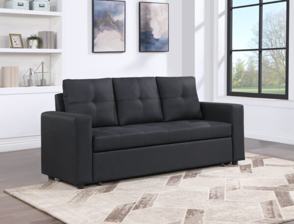 Aiden - Linen Fabric Sleeper Sofa With Tufting - Black
