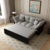 Queen Pull Out Sofa Bed, 3 In 1 Convertible Sleeper Tufted Sofa With 2 Soft Pillows - Gray - Image 5