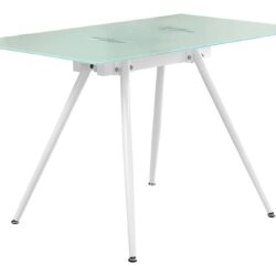Computer Desk For Home Office, Laptop, Tempered Glass, Contemporary & Modern - White