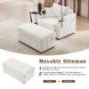 Single Sofa With Storage Space, Movable Ottoman, USB Ports, Cup Holders, Phone Holder Corduroy - Beige - Image 5