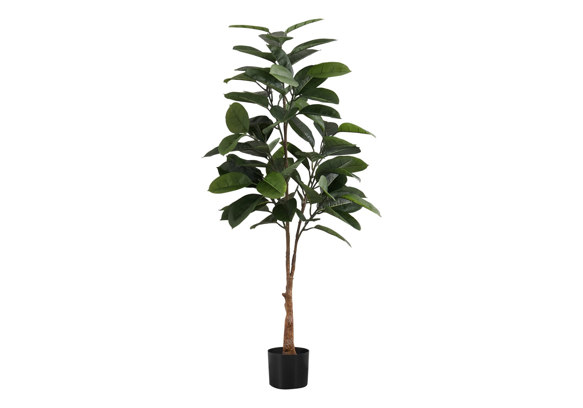 52" Tall, Artificial Plant, Rubber Tree, Indoor, Faux, Fake, Floor, Greenery, Potted, Real Touch, Decorative - Green / Black - Image 2