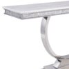 Zander - Printed Faux Marble Top Mirrored Sofa Table - Silver / White - Image 3