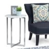 Marsden - Side Table With Polished Stainless Steel Base - White / Silver - Image 8