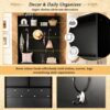 Entryway Bench With Coat Rack, 3 In 1 Design And Adjustable Shelves, Hall Tree With 7 Hooks For Entrance, Living Room - Black - Image 8