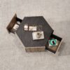 Hexagonal Rural Style Garden Retro Living Room Coffee Table With 2 Drawers - Light Oak - Image 6