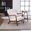 Accent Chair With Pillow Upholstered Arm Chair - Beige - Image 11