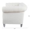 Rolled Arm Chesterfield 3 Seater Sofa - White - Image 13