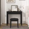 Makeup Vanity Desk With Mirror 3 Level Adjustable LED Lighting, Flip Top Storage 2 Drawers & 3 Removable Organizer Boxes - Black - Image 11