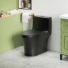 1 Piece Toilet With Dual Flush And Soft Closing Seat - Matte Black - Image 4