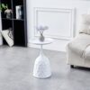 Wine Cup Metal Side Table, Small Sofa Table, Round White Nightstand - White - Image 2