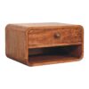 Curved Wall Mounted Bedside Table With Open Slot - Caramel - Image 7