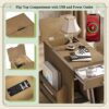 Vintage End Table Flip Top Side Table With USB Ports, 1 Multifunctional Drawer With Cup Holders, Sofa Couch Table With Bookshelf For Living Room And Small Space - Brown - Image 8