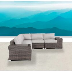 Oasis - Outdoor 7 Piece Rattan Sectional Seating Group With Cushions - Brown