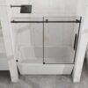 Frameless Tub Sliding Shower Door With Easy Clean Coating, 6mm Tempered Glass, 60" X 58" - Matte Black - Image 9