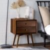 Mid-Century Modern Double Drawer Nightstand - Walnut - Image 4