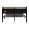 Full Size Modern Metal Platform Bed Frame With Upholstered Headboard, USB Liner, And Storage Drawers - Black / Gray - Image 5
