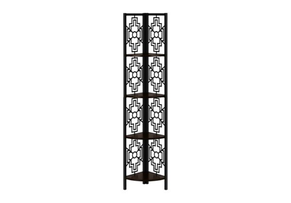 Bookshelf, Bookcase, Etagere, Corner, 4 Tier, For Office, Transitional - Espresso