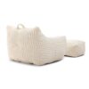 Giant Plush Bean Bag Chair For Adults With Armrests And Footstool - Beige - Image 12
