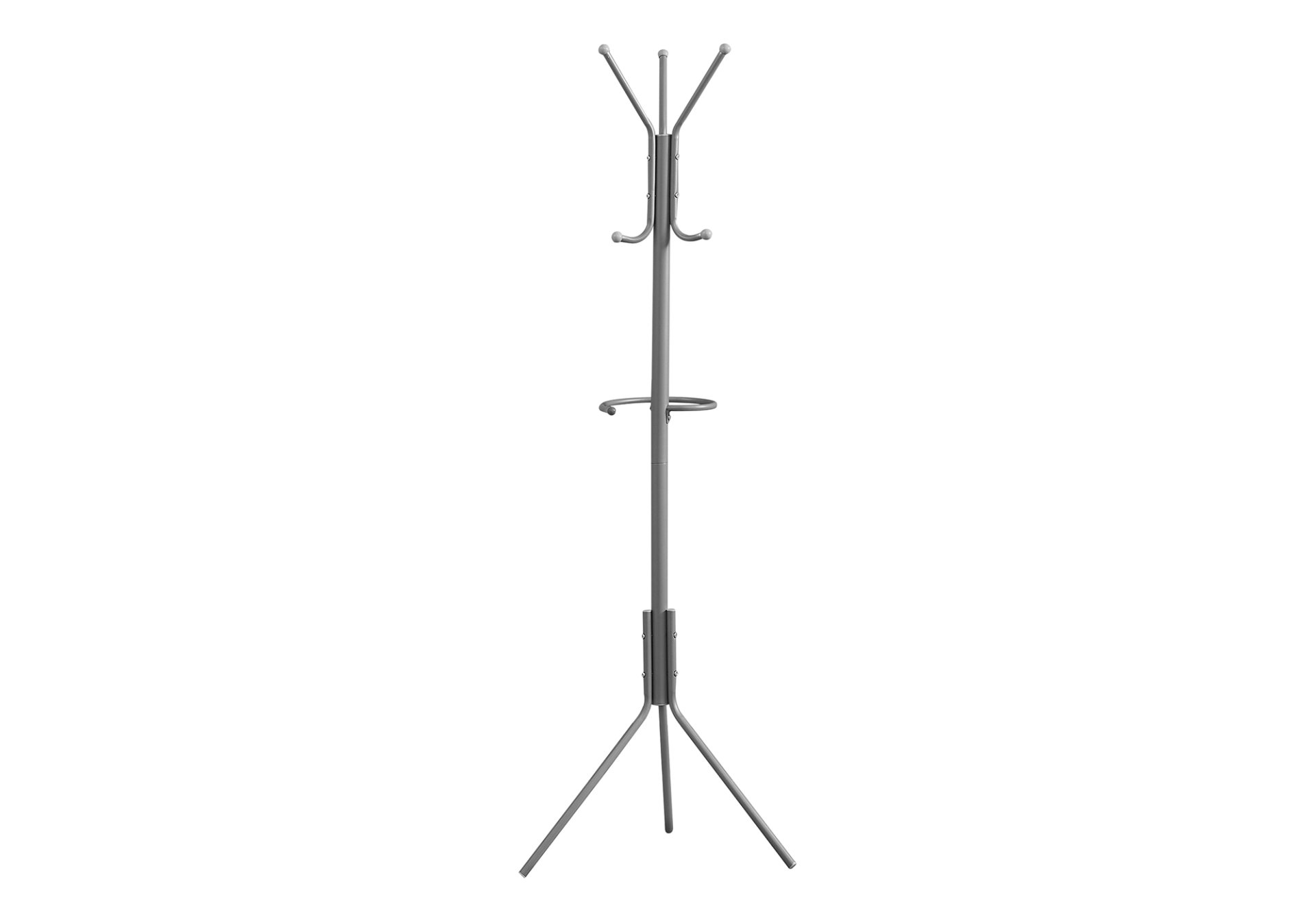 Coat Rack, Hall Tree, Free Standing, Hanging Bar, 6 Hooks, Entryway, Contemporary & Modern - Silver - Image 2