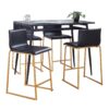 Marcel Mara - 5 Piece Upholstered Contemporary Counter Height Dining Set - Black / Gold / Black - Image 2