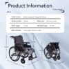 Premium Nursing Folding Wheelchair Frame Double Brakes Adjustable Seat Belt & Breathable Cushion Safe Comfortable Ride With Anti Backflip & Stability Features - Black / Gray - Image 11
