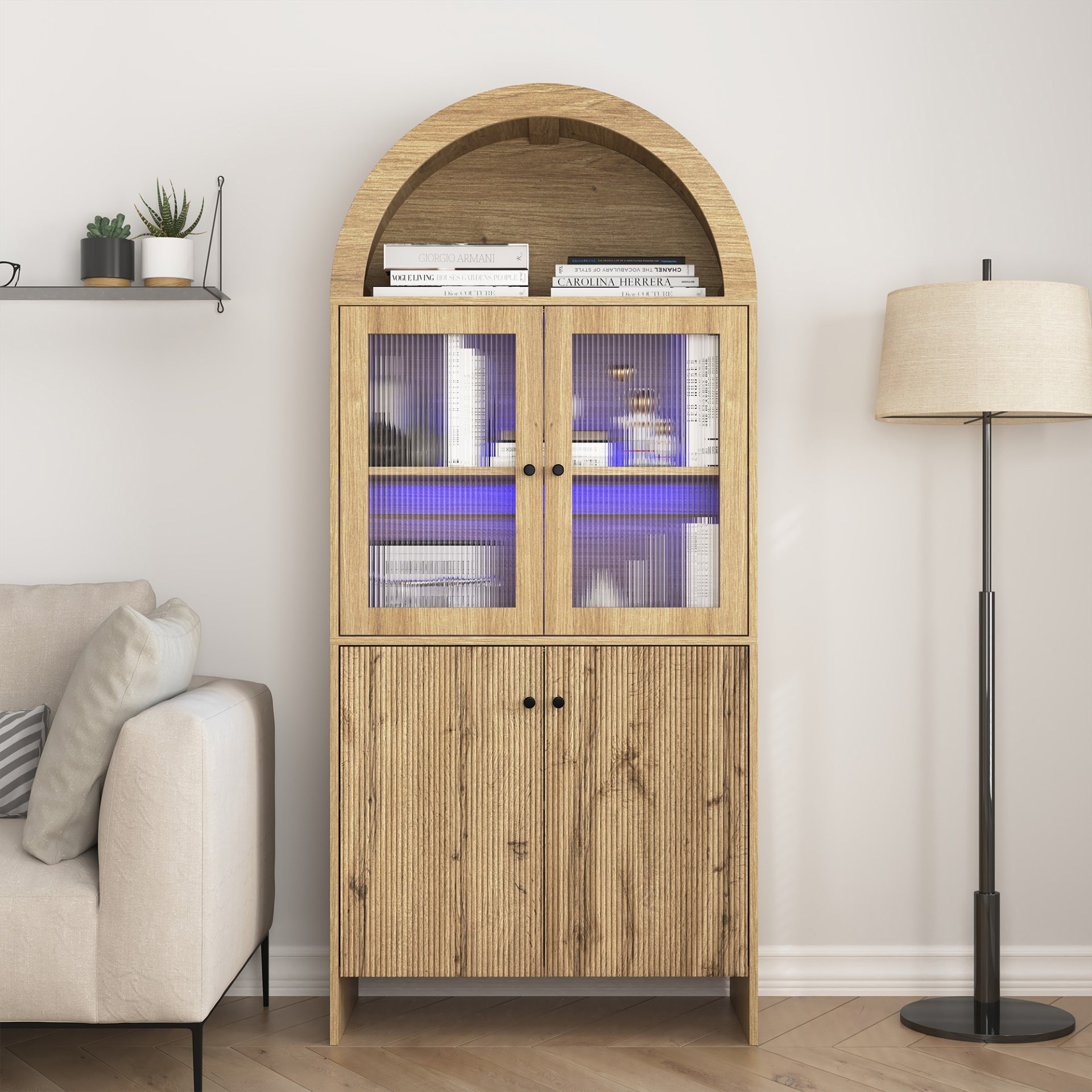 Grain Tech Inspired Dome Cabinet With LED Lighting - Smart Snack Storage Solution - Natural Wood - Image 7