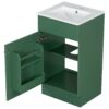 18" Bathroom Vanity With Sink, & Ceramic Cabinet With Adjustable Shelf - Green - Image 14