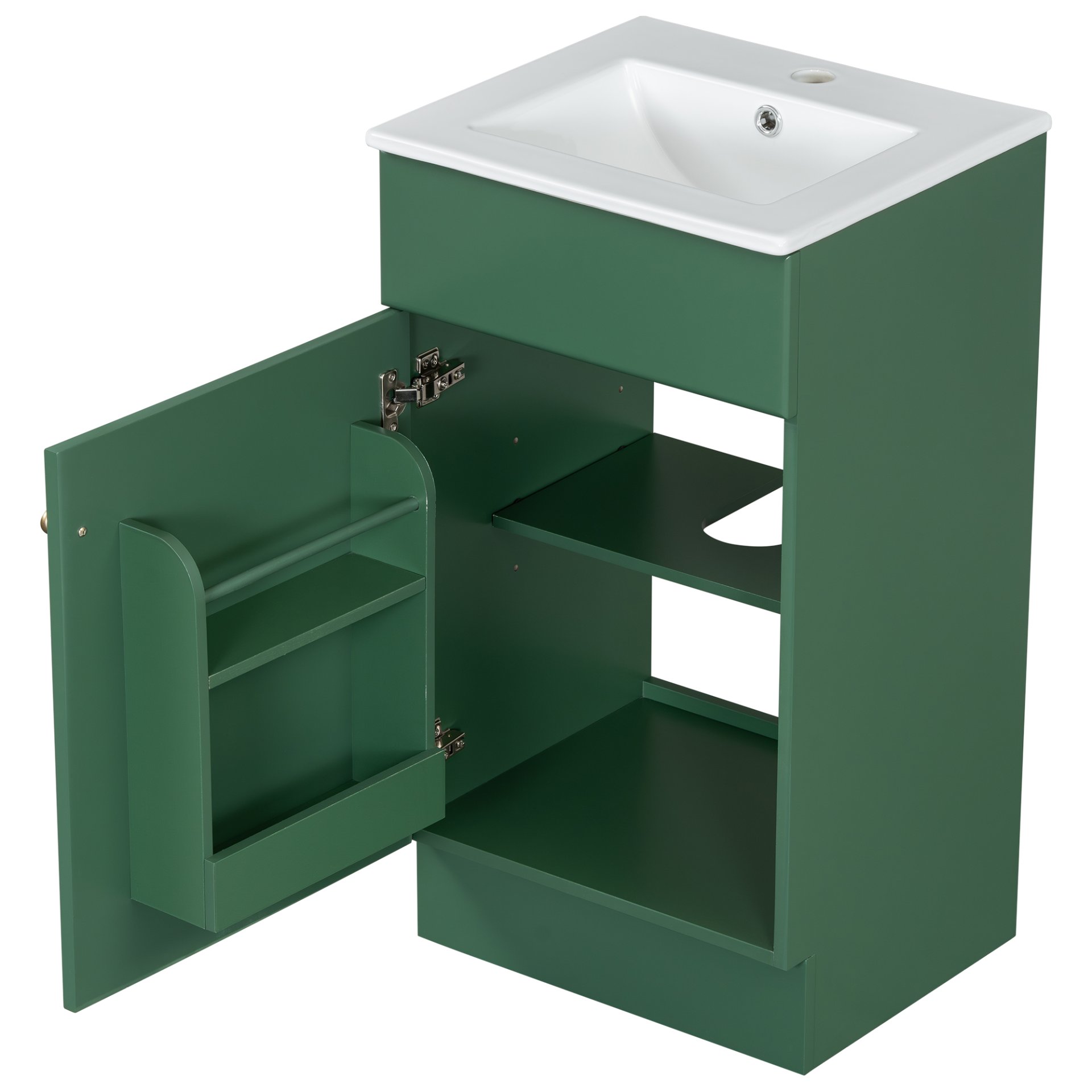 18" Bathroom Vanity With Sink, & Ceramic Cabinet With Adjustable Shelf - Green - Image 14
