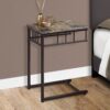 C-Shaped Accent Table Marble Look For Living Room - Espresso - Image 3