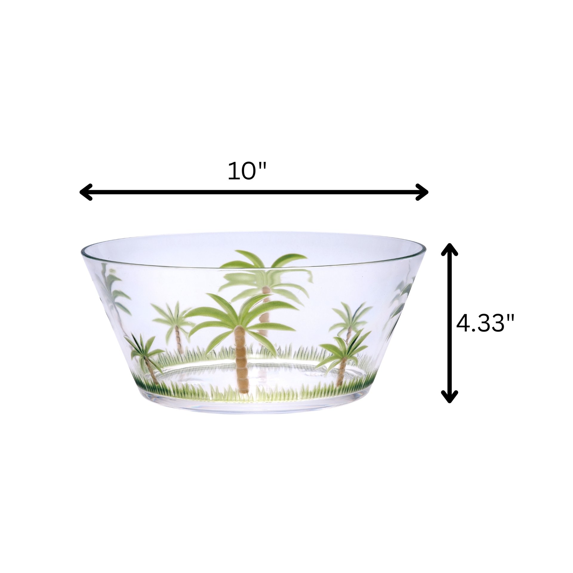 Palm Tree Acrylic Serving Bowls Unbreakable Large Plastic Bowls Clear Bpa Free 10" Diameter - Clear - Image 3